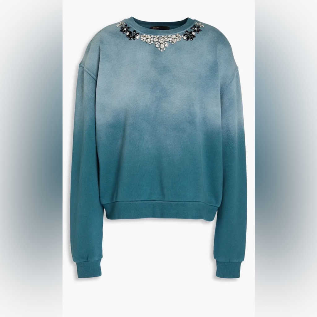 Maje Tonix Gradient Jewel-Embellished Sweatshirt / Size 1